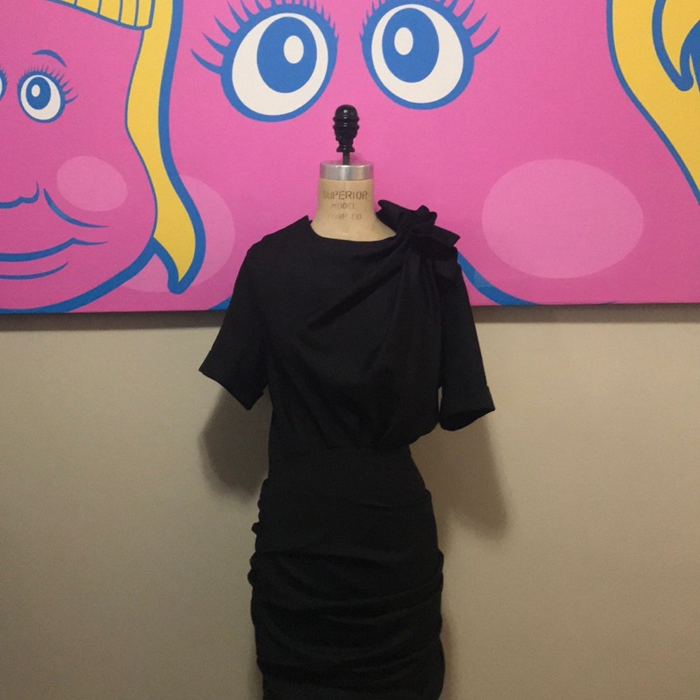 Isabel Marant Etoile Black Wool Ruched Dress
